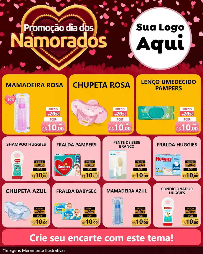 Modelo de Rede Social para Feed Instagram com o tema Promoção Dia Dos Namorados para Bebês