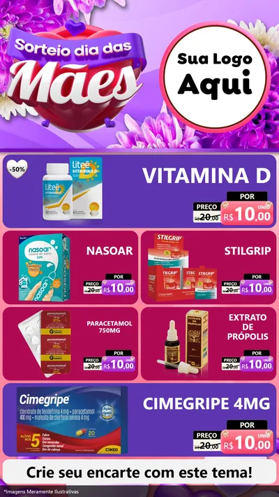 Modelo de TV para TV Vertical com o tema Sorteio Dia das Mães para Farmácia