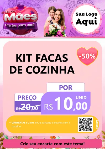 Modelo de Cartaz para Cartaz A4 Vertical com o tema Dia das Mães Ofertas para Você! para Utilidades Domésticas