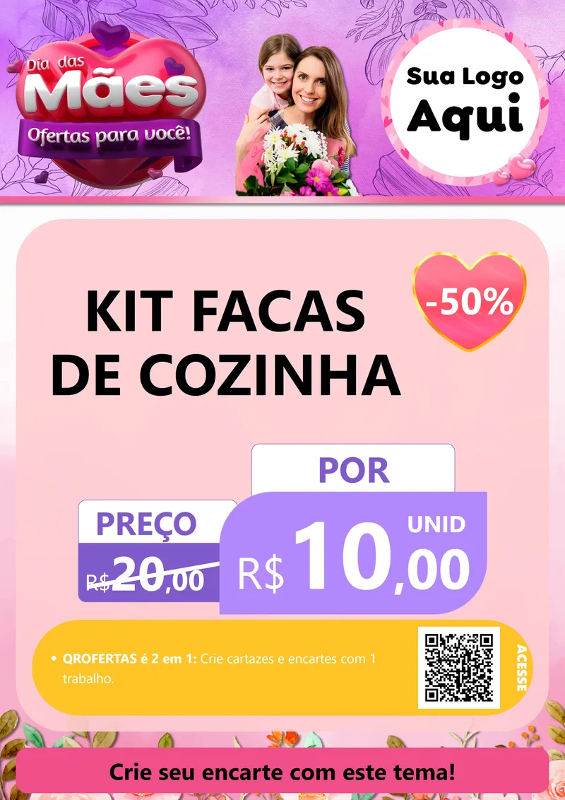 Modelo de Cartaz para Cartaz A4 Vertical com o tema Dia das Mães Ofertas para Você! para Utilidades Domésticas