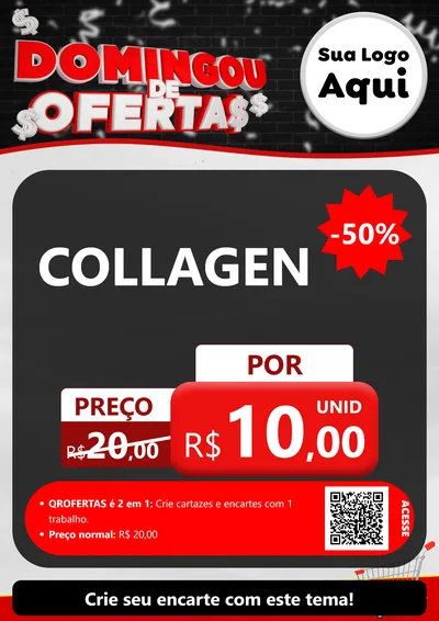 Modelo de Cartaz para Cartaz A4 Vertical com o tema Domingou de Ofertas para Suplementos alimentares