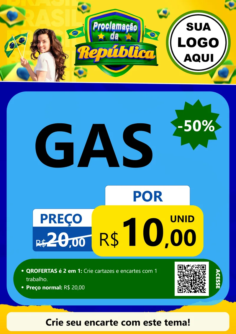 Modelo de Cartaz para Cartaz A4 Vertical com o tema Proclamação da República para Água e gás