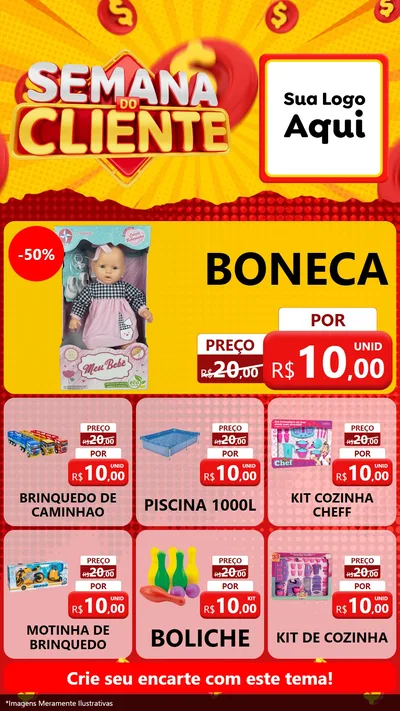 Modelo de Rede Social para Stories com o tema Semana do Cliente para Brinquedos