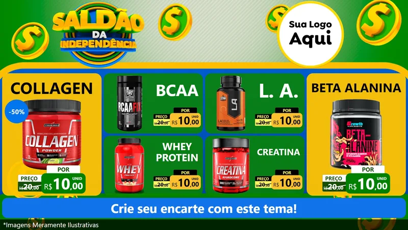 Modelo de TV para TV Horizontal com o tema Saldão da Indepêndencia para Suplementos alimentares