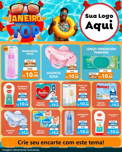 Modelo de Rede Social para Feed Instagram com o tema Janeiro Top para Bebês