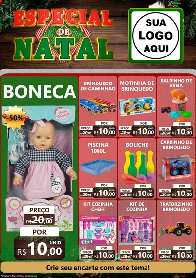 Modelo de Encarte para Encarte A4 Vertical com o tema Especial de Natal para Brinquedos