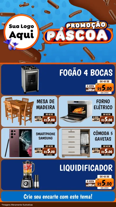 Modelo de TV para TV Vertical com o tema Promoção Páscoa para Móveis e Eletro