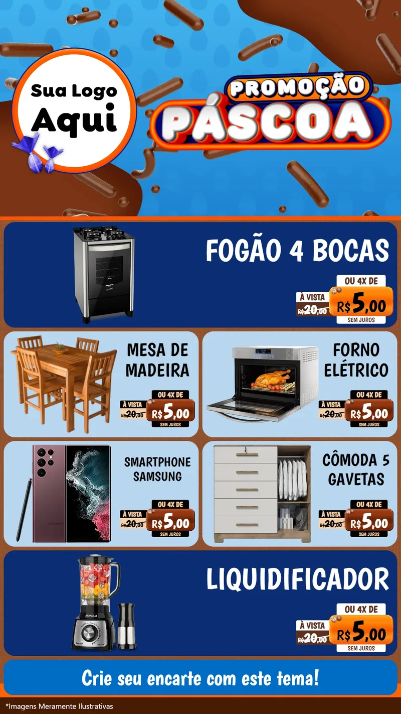 Modelo de TV para TV Vertical com o tema Promoção Páscoa para Móveis e Eletro