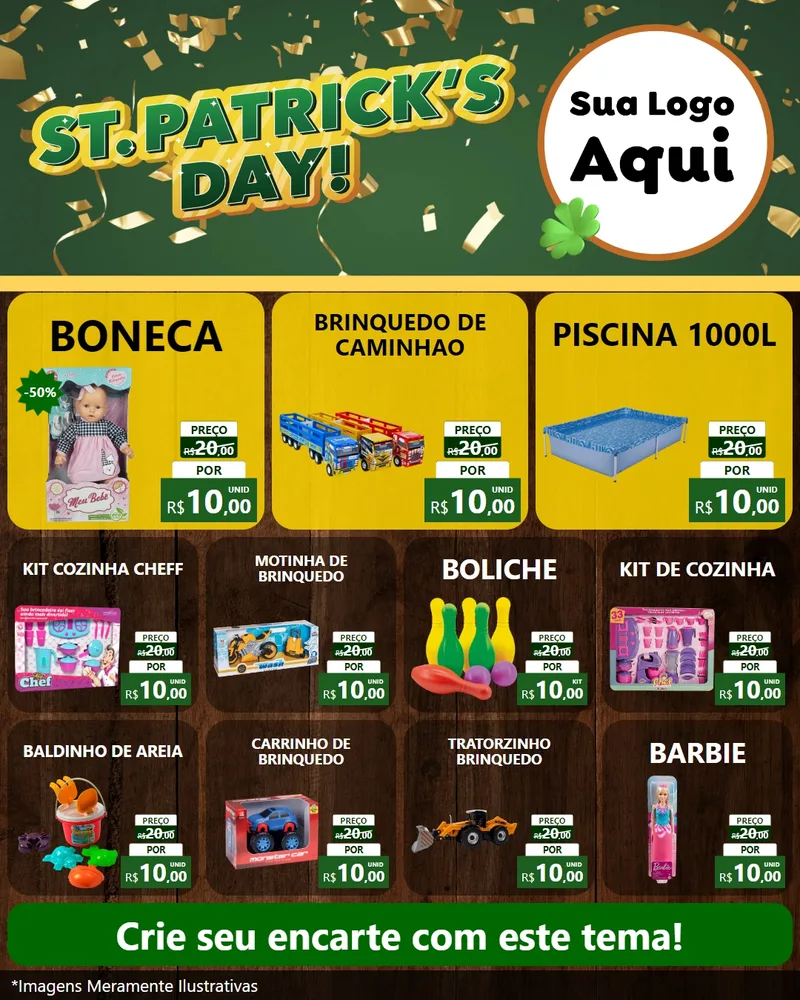 Modelo de Rede Social para Feed Instagram com o tema St Patriks Day para Brinquedos