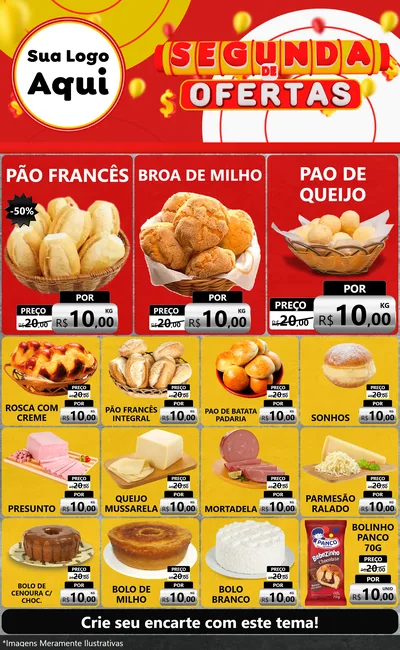 Modelo de Encarte para Encarte Grande com o tema Segunda de Ofertas para Padaria