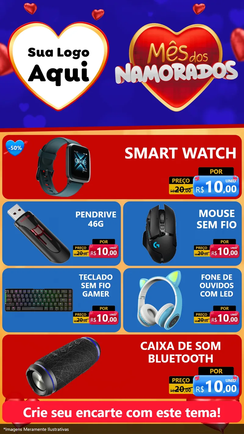Modelo de TV para TV Vertical com o tema Mês dos Namorados para Informática