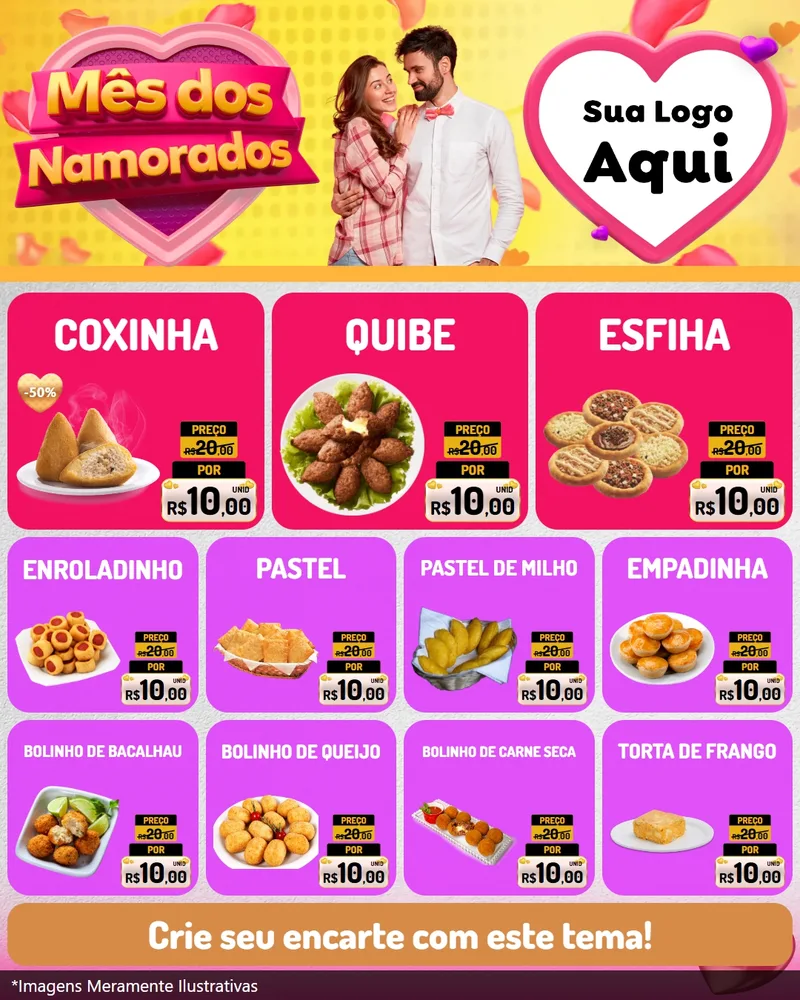 Modelo de Rede Social para Feed Instagram com o tema Mês dos Namorados para Salgadaria