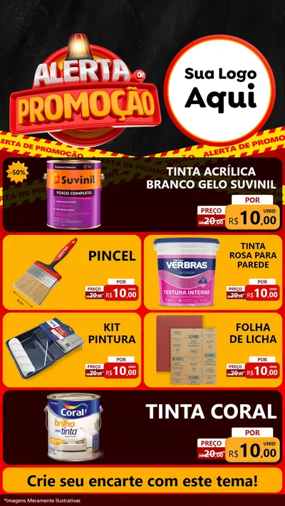 Modelo de TV para TV Vertical com o tema Alerta de Promoção para Tintas e Ferramentas