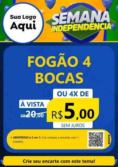 Modelo de Cartaz para Cartaz A4 Vertical com o tema Semana da Independência para Móveis e Eletro