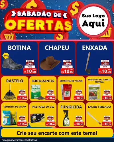Modelo de Rede Social para Feed Instagram com o tema Sabadão de Ofertas para Agropecuária