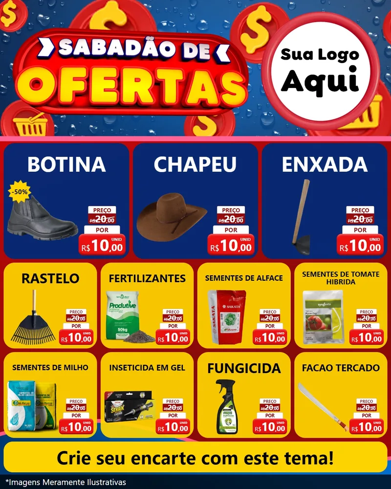 Modelo de Rede Social para Feed Instagram com o tema Sabadão de Ofertas para Agropecuária