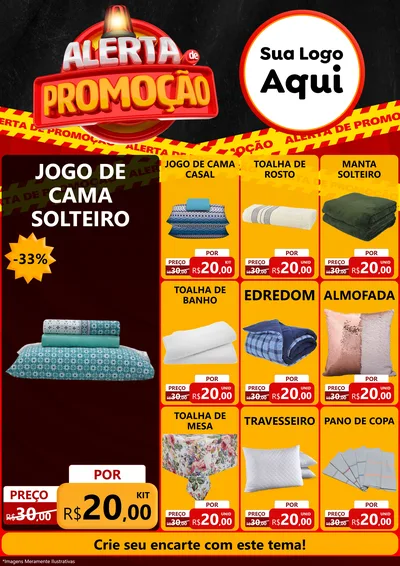 Modelo de Encarte para Encarte A4 Vertical com o tema Alerta de Promoção para Cama, Mesa e Banho
