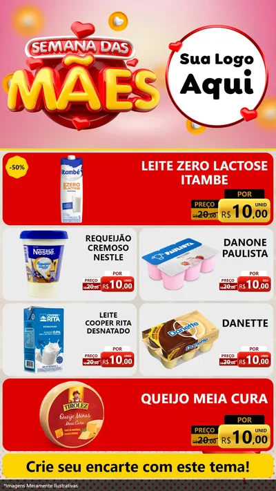 Modelo de TV para TV Vertical com o tema Semana das Mães para Frios e Laticínios
