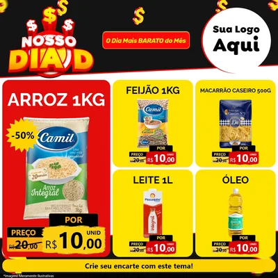 Modelo de Rede Social para Feed Facebook com o tema Nosso Dia D para Supermercado