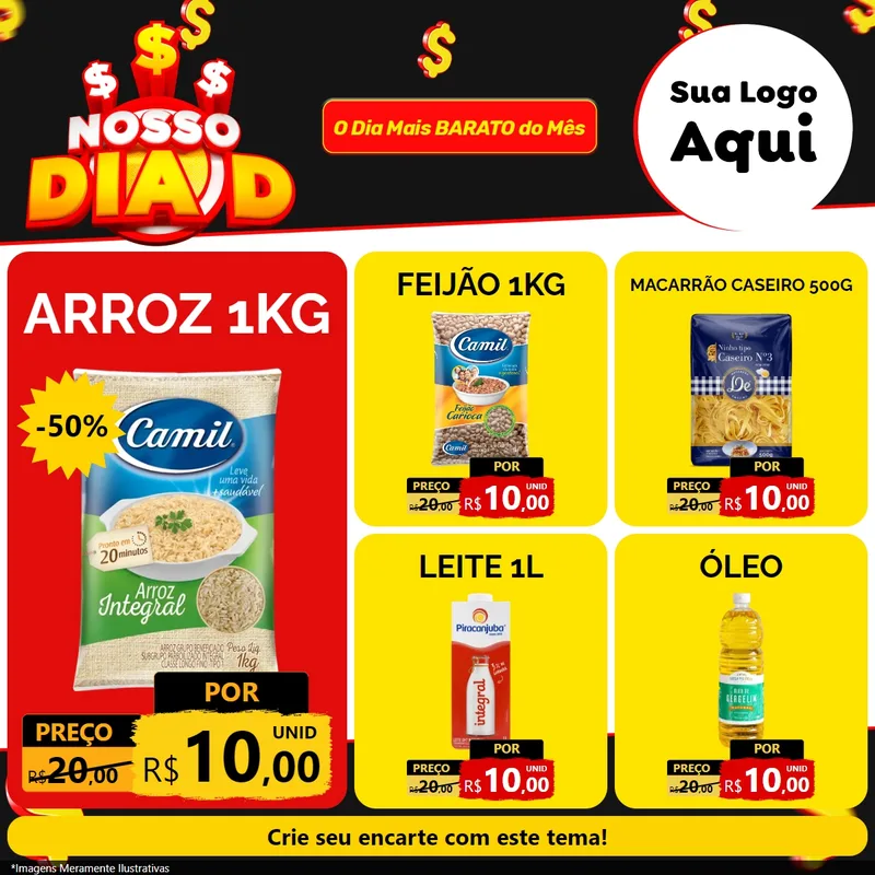 Modelo de Rede Social para Feed Facebook com o tema Nosso Dia D para Supermercado