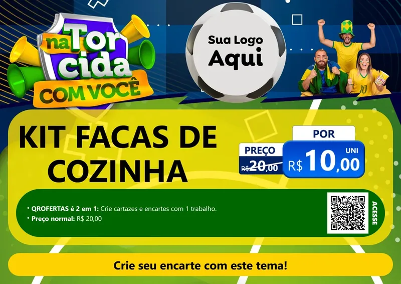 Modelo de Cartaz para Cartaz A4 Horizontal com o tema Na Torcida Com Você - Copa para Utilidades Domésticas