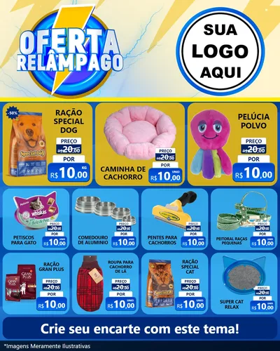 Modelo de Rede Social para Feed Instagram com o tema Oferta Relâmpago para Pet Shop