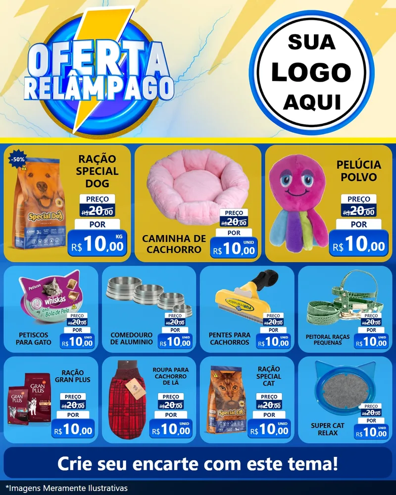 Modelo de Rede Social para Feed Instagram com o tema Oferta Relâmpago para Pet Shop