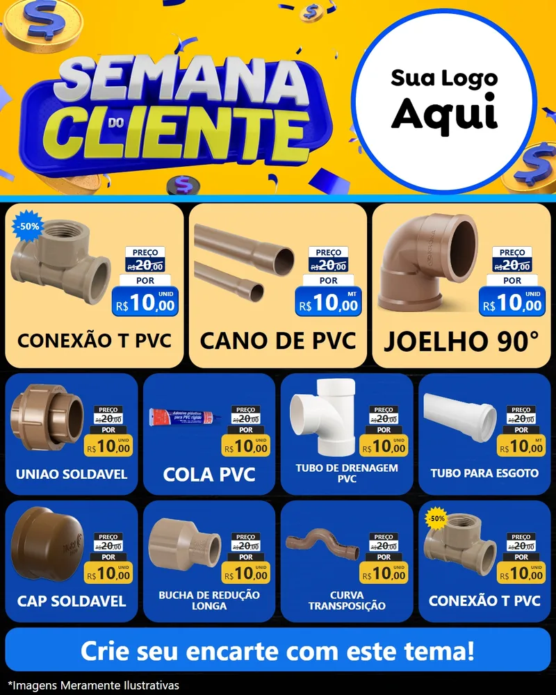Modelo de Rede Social para Feed Instagram com o tema Semana do Cliente para Tubos e conexões