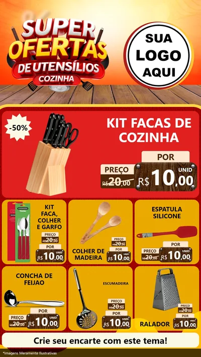 Modelo de Rede Social para Stories com o tema Super Ofertas de Utensílios - Cozinha para Utilidades Domésticas