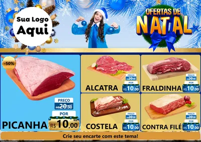 Modelo de Encarte para Encarte A4 Horizontal com o tema Ofertas de Natal para Açougue