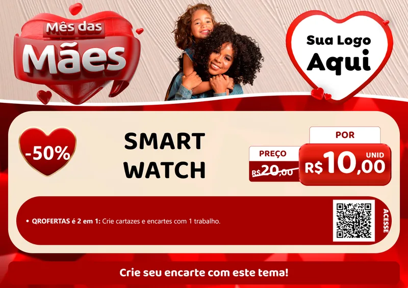 Modelo de Cartaz para Cartaz A4 Horizontal com o tema Mês das Mães para Informática