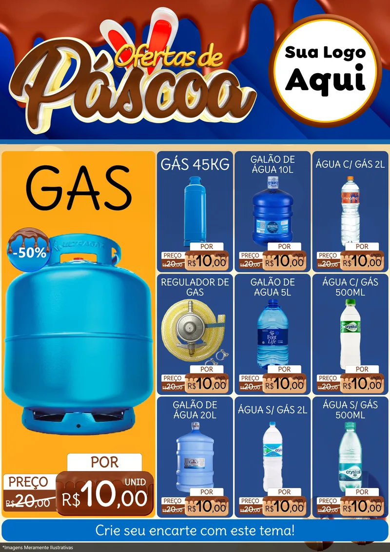 Modelo de Encarte para Encarte A4 Vertical com o tema Ofertas de Páscoa para Água e gás