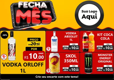 Modelo de Encarte para Encarte A4 Horizontal com o tema Fecha Mês para Distribuidora de bebidas
