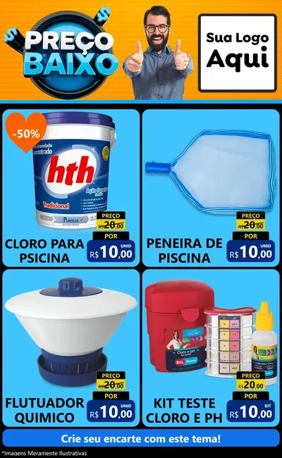 Modelo de Encarte para Encarte Grande com o tema Preço Baixo para Produtos para Piscina