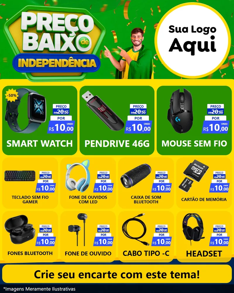 Modelo de Rede Social para Feed Instagram com o tema Preço Baixo de Independência para Informática