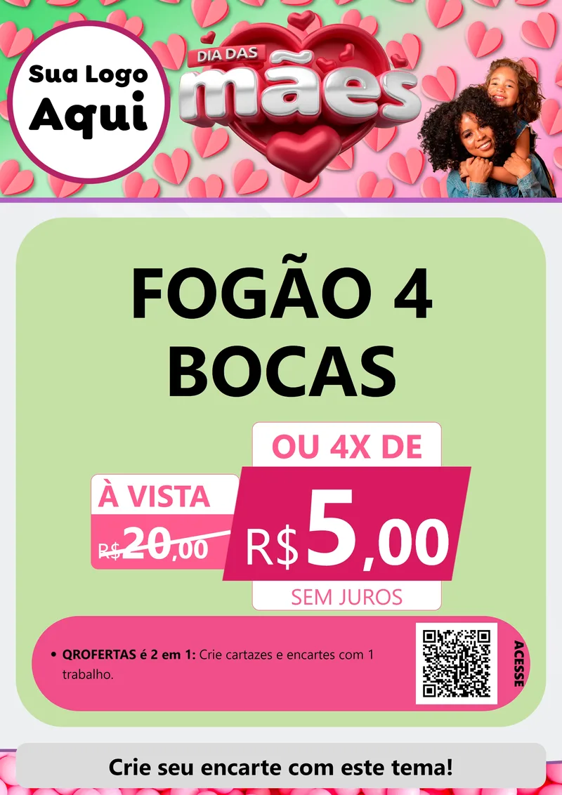 Modelo de Cartaz para Cartaz A4 Vertical com o tema Dia das Mães para Móveis e Eletro