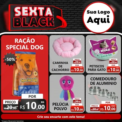 Modelo de Rede Social para Feed Facebook com o tema Sexta Black para Pet Shop