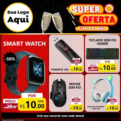 Modelo de Rede Social para Feed Facebook com o tema Super Oferta Fim de Ano para Informática