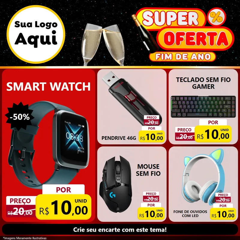 Modelo de Rede Social para Feed Facebook com o tema Super Oferta Fim de Ano para Informática