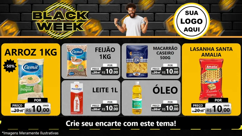 Modelo de TV para TV Horizontal com o tema Black Week para Supermercado
