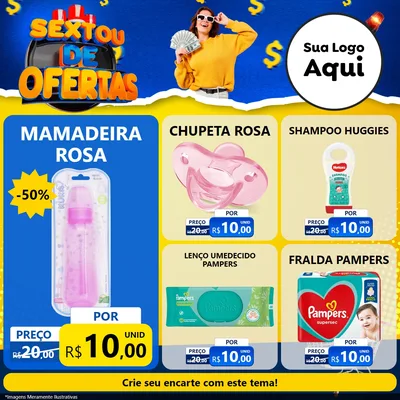 Modelo de Rede Social para Feed Facebook com o tema Sextou de Ofertas para Bebês