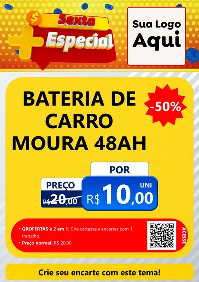 Modelo de Cartaz para Cartaz A4 Vertical com o tema Sexta Mais Especial para Baterias Elétricas