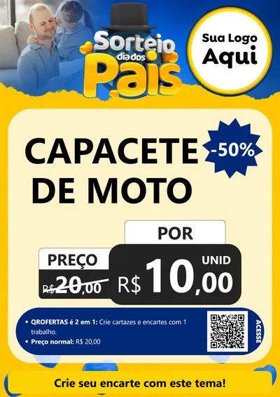 Modelo de Cartaz para Cartaz A4 Vertical com o tema Sorteio Dia Dos Pais para Moto peças