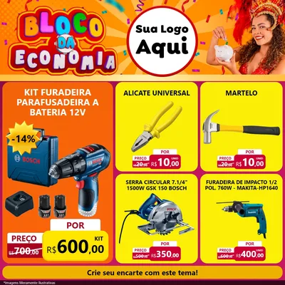 Modelo de Rede Social para Feed Facebook com o tema Bloco da Economia para Maquinas e Ferramentas