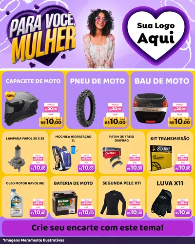 Modelo de Rede Social para Feed Instagram com o tema Para Você, Mulher para Moto peças