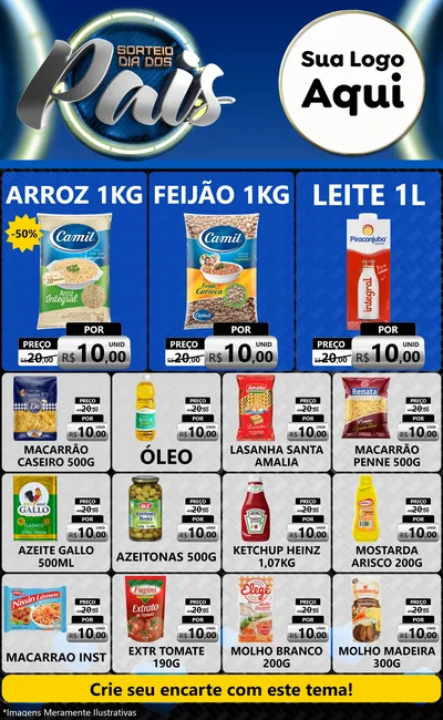 Modelo de Encarte para Encarte Grande com o tema Sorteio Dia Dos Pais para Supermercado