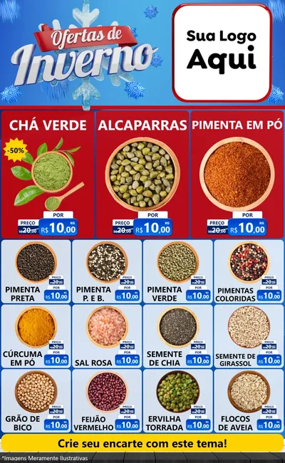 Modelo de Encarte para Encarte Grande com o tema Ofertas de Inverno para Produtos Naturais