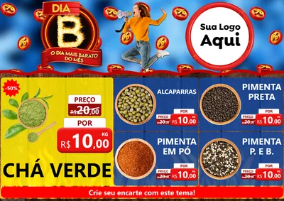 Modelo de Encarte para Encarte A4 Horizontal com o tema Dia B - O Dia Mais Barato Do Mês para Produtos Naturais