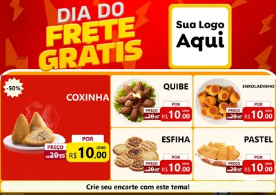 Modelo de Encarte para Encarte A4 Horizontal com o tema Dia do Frete Grátis para Salgadaria