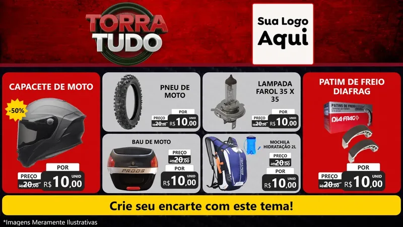 Modelo de TV para TV Horizontal com o tema Torra Tudo para Moto peças